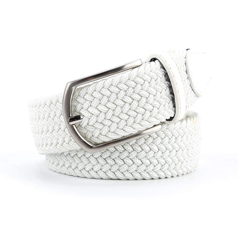 Radmire Braided Canvas Woven Elastic Stretch Belts for Men/Women/Junior with Multicolored (White, X-Large/40-42" Waist) - Image 3